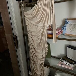 Express stretch silk one shoulder midi with cutout/ size L